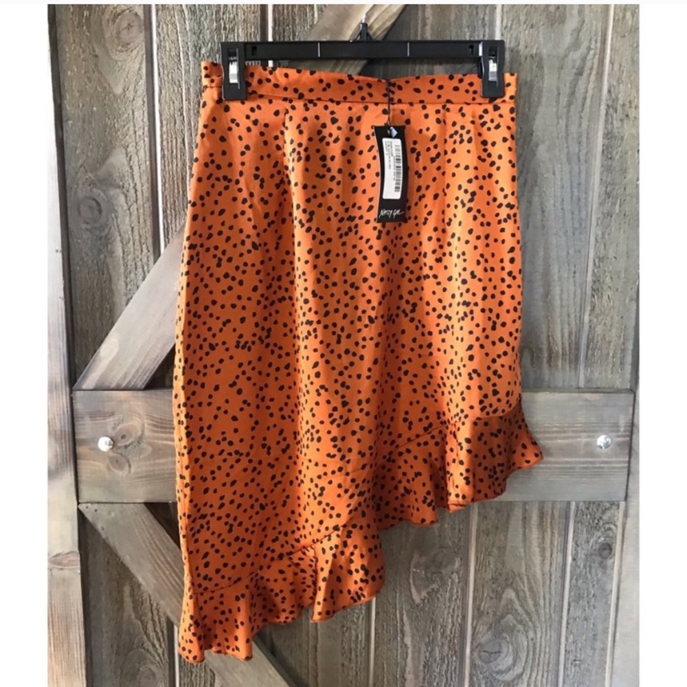 NWT Nasty Gal Silk Polka Dot Skirt
